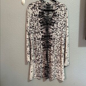 Kenneth Cole Monochrome Patterned Long-sleeve Dress - Large